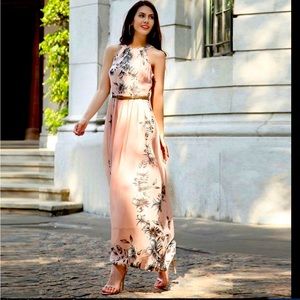 Ruiyige maxi halter neck silk feel peachy pink Size XL